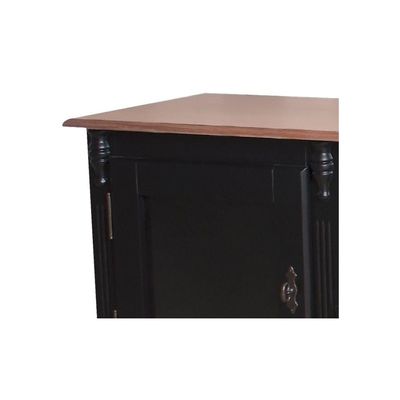 Rack 2 Portas 1 Gaveta Nicho e Tampo de Madeira Laca Preta