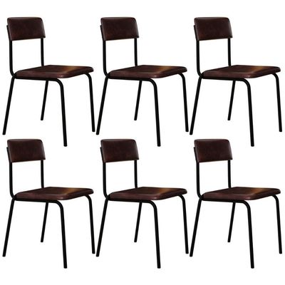 Kit 06 Cadeiras Estofada Para Sala De Jantar Sense Preto C01 Courino Café - Lyam Decor