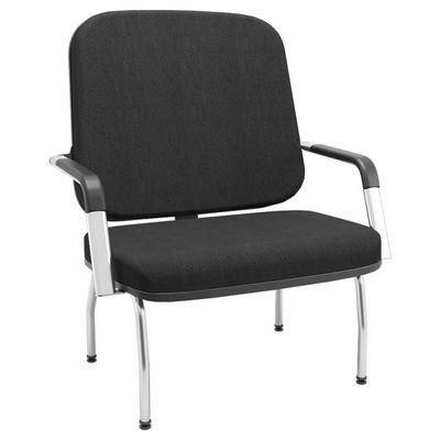 Kit Cadeira De Escritório Giratória E 2 Cadeiras Fixas Cromada Magno P03 Crepe Preto - Lyam Decor