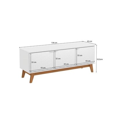 Rack Kappesberg 3 Portas 3d Branco 136cm