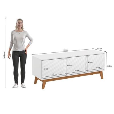 Rack Kappesberg 3 Portas 3d Branco 136cm
