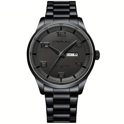 Relógio Masculino Pulseira Em Aço Inoxidável Movimento Quartzo Analógico Preto