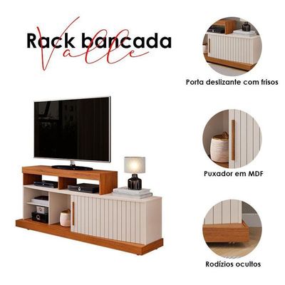 Rack Bancada Para Sala Ambiente Valle Freijó Off White ? Dj Móveis