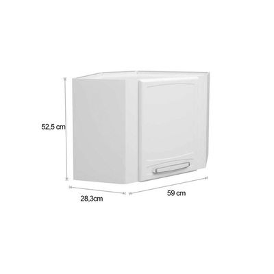 Armário Aéreo p/ Cozinha  Canto Oblíquo Evidence 7013 c/ 1 Porta 68cm Branco - Bertolini