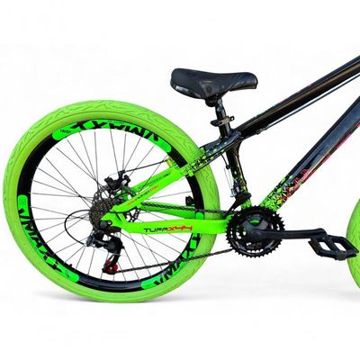 Bicicleta Aro 26 VikingX Tuff X44 21v Freio a Disco Preto-verde