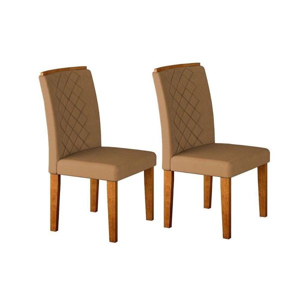 Kit 2 Cadeiras De Cozinha Jade Imbuia-suede Capuccino - Rufato