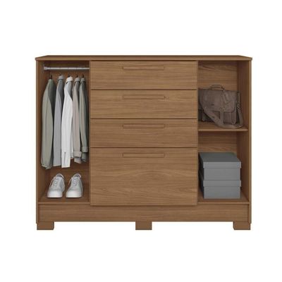 Cômoda De Quarto Pinhais C- 2 Portas E 4 Gavetas Jatoba-areia - Santos Andirá