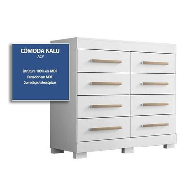 Cômoda De Quarto Nalu C- 8 Gavetas Cinamomo-off White - Acp