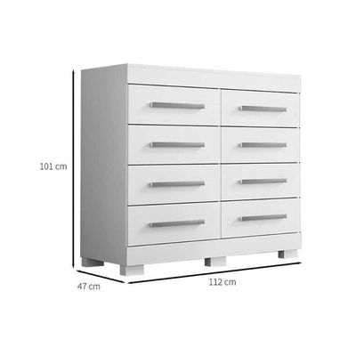 Cômoda De Quarto Nalu C- 8 Gavetas Cinamomo-off White - Acp