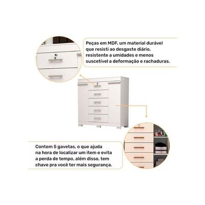 Cômoda De Quarto 2 Portas E 5 Gavetas Diana Cinamomo - Acp