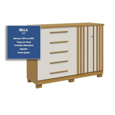 Cômoda De Quarto Bella C- 2 Portas E 5 Gavetas Cinamomo - Acp