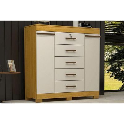 Cômoda De Quarto 2 Portas E 5 Gavetas Diana Cinamomo-off White - Acp