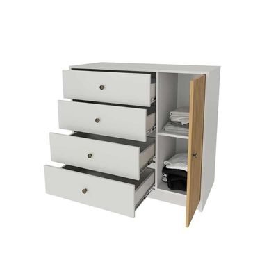Cômoda De Quarto Mb 1059 C- 1 Porta E 4 Gavetas 100cm Mel - Movelbento