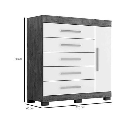 Cômoda De Quarto Rayane 1 Porta E 5 Gavetas C- Sapateira Cinamomo - Acp