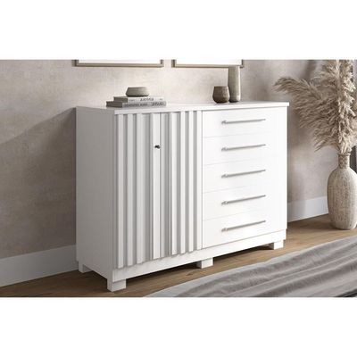 Cômoda De Quarto Bella C- 2 Portas E 5 Gavetas Branco - Acp