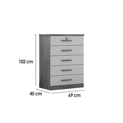 Cômoda De Quarto Suíça-austria C- 5 Gavetas Cumaru 23 - Novo Horizonte