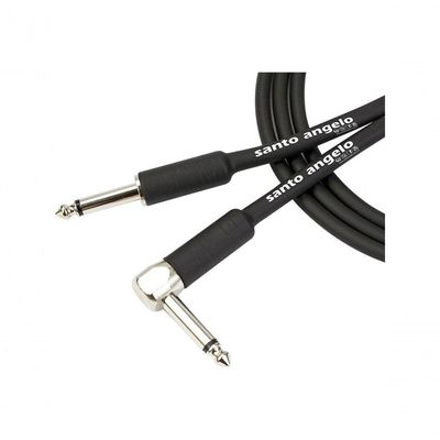 Cabo De Guitarra Angel 0,30mm Conector P10-p10 90º 20ft 6,10 Metros Preto