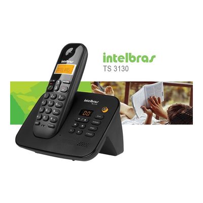 Telefone Fixo Sem Fio Digital Intelbras Ts3130 Preto Com Secretária Eletrônica