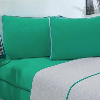 Jogo De Cama Malha Lençol 100% Algodão Urbano 4 Peças King - Verde Jade-mescla.