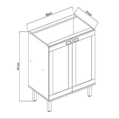 Balcão De Cozinha Genialflex Iluminata 2 Pt S-tampo Br-fendi