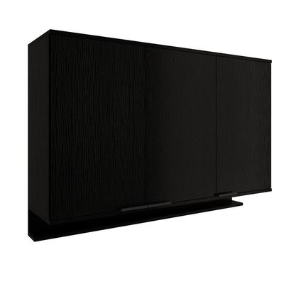 Armário Aéreo De Cozinha Miami 1200mm 3 Portas C Porta Temperos Carraro Preto Touch
