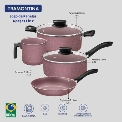 Jogo de Panelas Tramontina em Alumínio Antiaderente Starflon