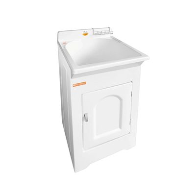 Tanque de Lavar Roupa 32L com Gabinete Branco 50x56x94cm Lavanderia Área de Serviço