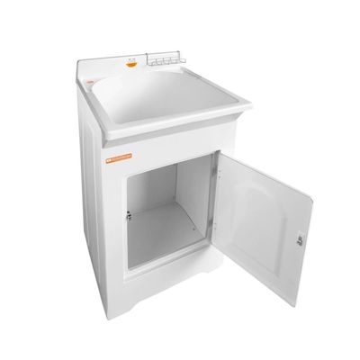 Tanque de Lavar Roupa 32L com Gabinete Branco 50x56x94cm Lavanderia Área de Serviço