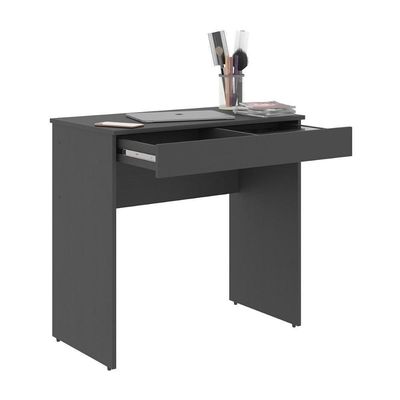 Mesa Escrivaninha Home Office Preto C- Gaveta Porta Itens Com Divisória - Pleno