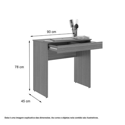 Mesa Escrivaninha Home Office Preto C- Gaveta Porta Itens Com Divisória - Pleno
