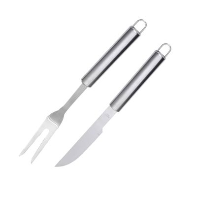 Garfo e Faca Cabo Longo Kit Churrasco Carne Inox 2un