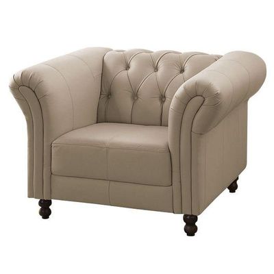 Poltrona Decorativa Couro Bege 66