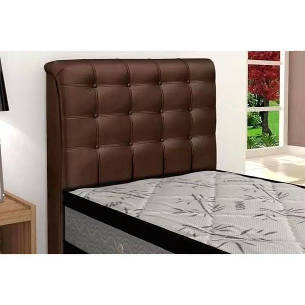 Cabeceira Cama Box Estofada Solteiro Solteiro Dama Plus Solteiro - Courano Cacau - Simbal Cabeceira Cama Box Estofada Solteiro Solteiro Dama Plus Solteiro - Courano Cacau - Simbal