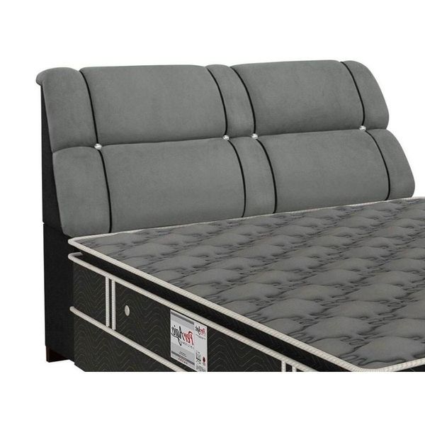 Cabeceira Cama Box Estofada King King Imperador Suede Cinza-negro - Simbal
