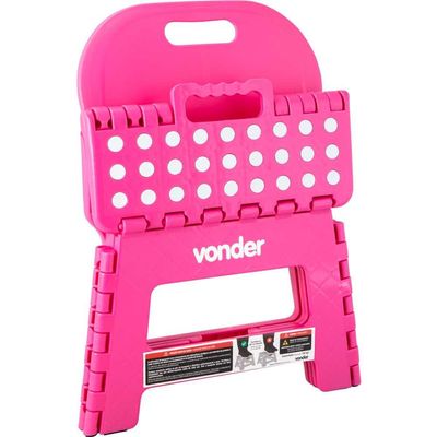 Banqueta Plástica Dobrável 220Mm Rosa C/Encosto