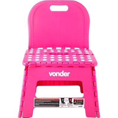 Banqueta Plástica Dobrável 220Mm Rosa C/Encosto