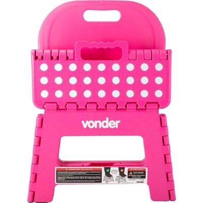 Banqueta Plástica Dobrável 220Mm Rosa C/Encosto