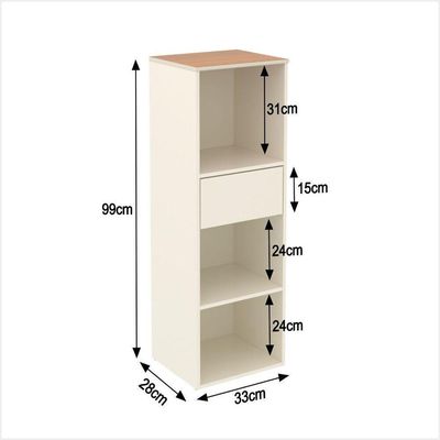 Armário Para Escritório Com 1 Gaveta E 3 Nichos 99cm Tech - Off White E Cedro