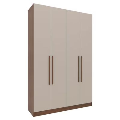Guarda-roupa Modulado Casal Canto Reto Bartira Lugano 6 Portas 3 Gavetas 10 Prateleiras com 3 Peças Avelã/Cappuccino