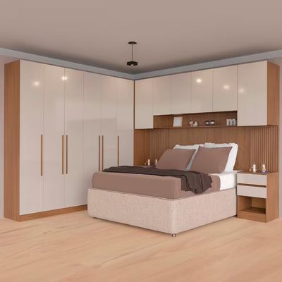 Guarda-roupa Modulado Casal Ponte 140 Lugano 12 Portas 7 Gavetas 16 Prateleiras 6 Peças Avelã/Cappuccino