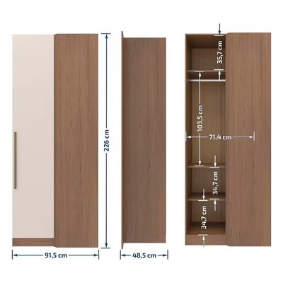 Guarda-roupa Modulado Casal Ponte 140 Lugano 12 Portas 7 Gavetas 16 Prateleiras 6 Peças Avelã/Cappuccino