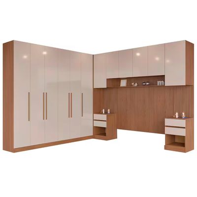 Guarda-roupa Modulado Casal Ponte 140 Lugano 12 Portas 7 Gavetas 16 Prateleiras 6 Peças Avelã/Cappuccino