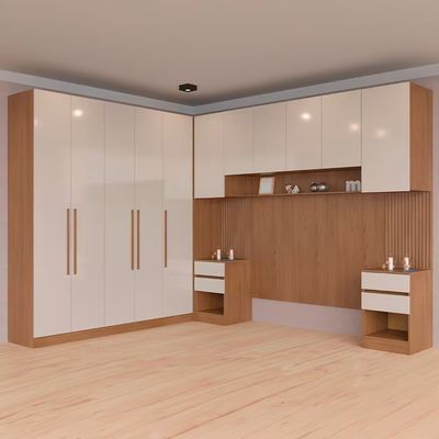 Guarda-roupa Modulado Casal Ponte 140 Bartira Lugano 11 Portas, 7 Gavetas, 11 Prateleiras, 5 Peças Avelã/Capuccino