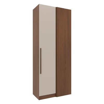 Guarda-roupa Modulado Casal Canto Reto Bartira Lugano 6 Portas 3 Gavetas 10 Prateleiras com 3 Peças Avelã/Cappuccino