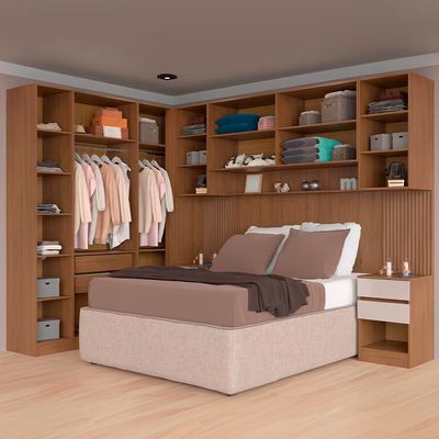 Guarda-roupa Modulado Casal Lugano 10 Portas 6 Gavetas 14 Prateleiras 6 Peças Avelã/Cappuccino