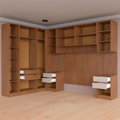 Guarda-roupa Modulado Casal Lugano 10 Portas 6 Gavetas 14 Prateleiras 6 Peças Avelã/Cappuccino