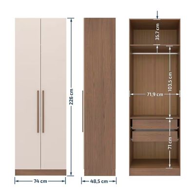 Guarda-roupa Modulado Casal Lugano 10 Portas 6 Gavetas 14 Prateleiras 6 Peças Avelã/Cappuccino