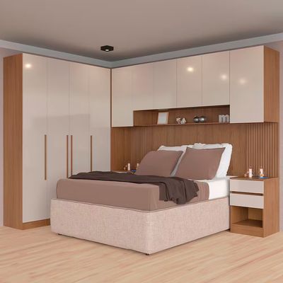 Guarda-roupa Modulado Casal Lugano 10 Portas 6 Gavetas 14 Prateleiras 6 Peças Avelã/Cappuccino
