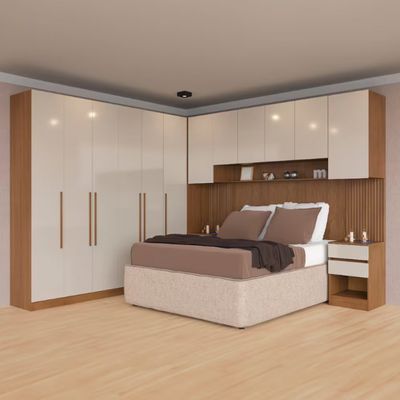 Guarda-roupa Modulado Queen Ponte 160 Lugano 12 Portas e 7 Gavetas 6 Peças Avelã/Cappuccino