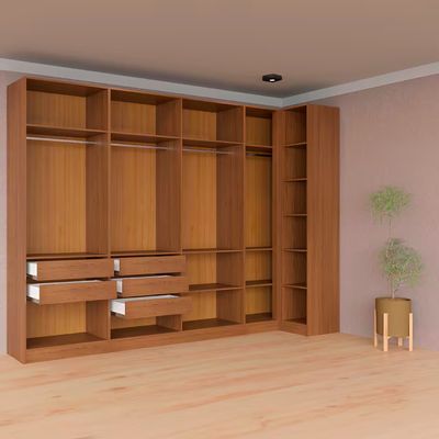 Guarda-roupa Modulado Canto Reto de Casal Bartira Lugano 8 Portas 5 Gavetas 11 Prateleiras 4 Peças Avelã/Cappuccino